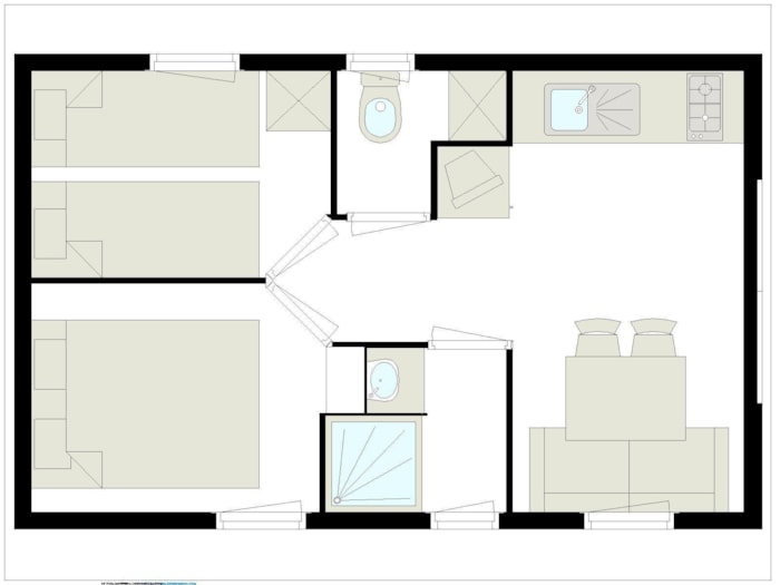 Confort Chalet 24M² 4/6 P. (2 Chambres) + Terrasse Couverte