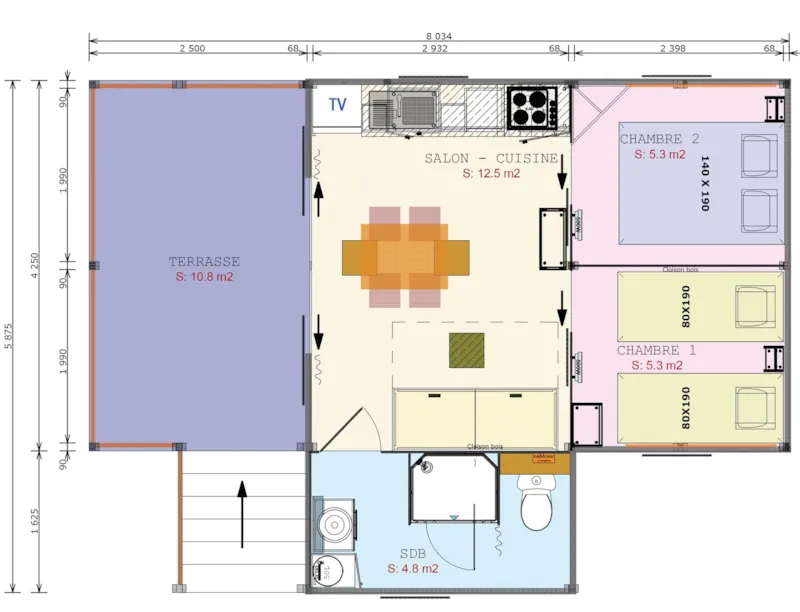 Confort Lodge Cosyflower 38M² 4/6 P. (2 Chambres) + Terrasse Couverte
