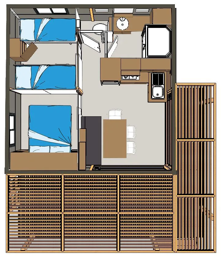 Premium Chalet Nouméa 25M² 5 P. (2 Chambres) + Climatisation + Terrasse Couverte
