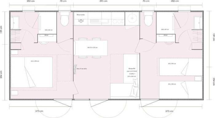 Premium Mobil-Home 36M² 4/6 P. (2 Chambres, 2 Sdb) + Terrasse Couverte
