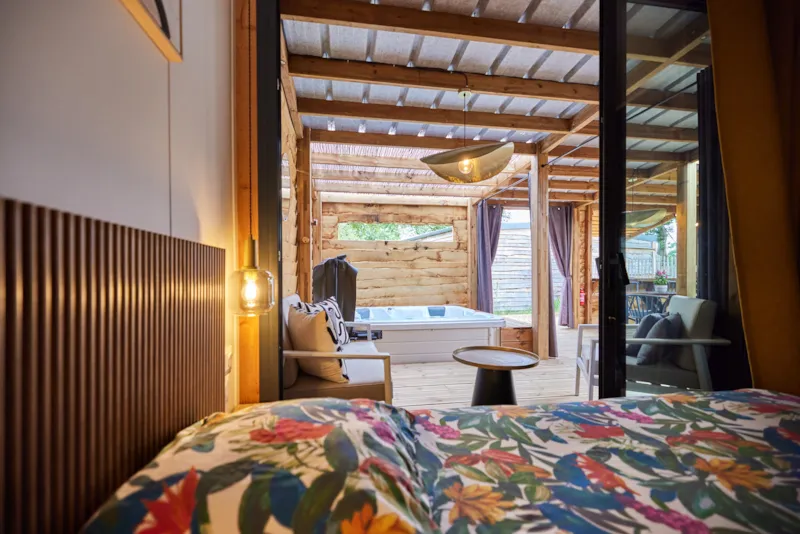 Premium Cabane Côté Nature Avec Spa 35M² 5 P. (2 Chambres) + Climatisation + Terrasse Couverte