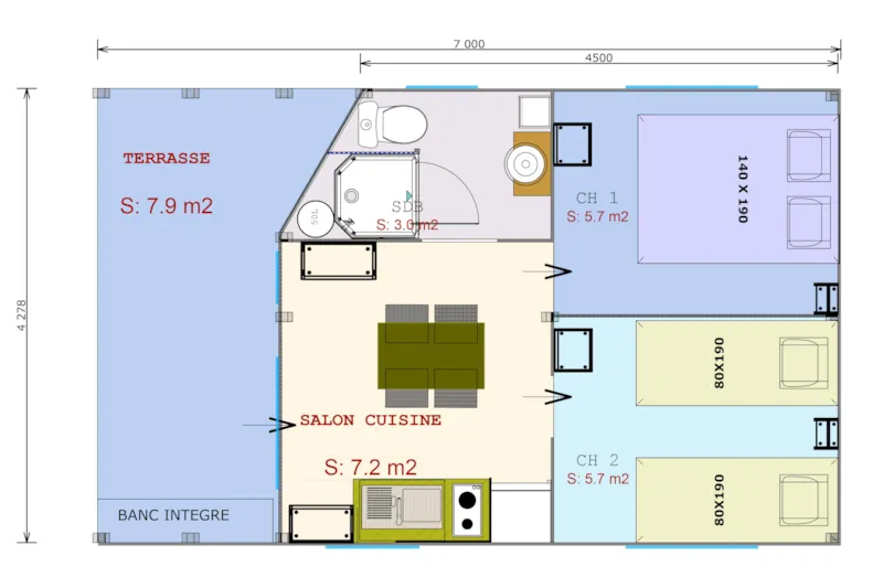 Tente Safari Confort 30 M² (2 Chambres - 1 Sdb) Dont Terrasse Couverte 8 M²