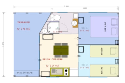 Tent safari Confort - 30 m² (2 bedrooms - 1 bathroom) including 8 m² covered terrace