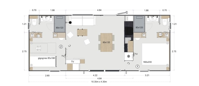 Elegance 40M²  (2 Chambres - 2 Sdb - Climatisation) Terrasse Semi-Couverte 27M² - Nouveauté 2024