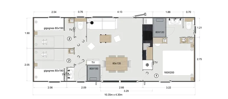 Elegance 40M²  (3 Chambres - 2 Sdb - Climatisation) Terrasse 27M² - Nouveauté 2024