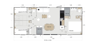 ELEGANCE 40m² (3 bedrooms - 2 bathrooms - air conditioner) semi-covered terrace 27m² New in 2024