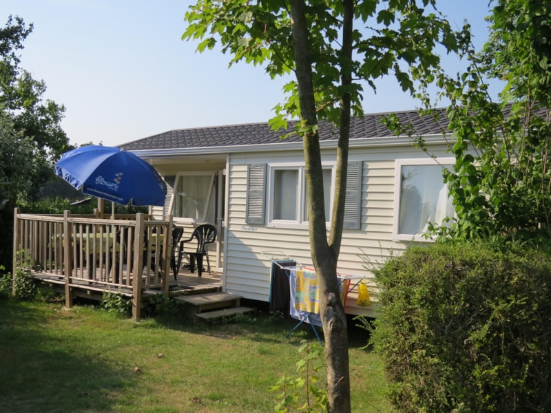 Stacaravan CONFORT 25m² - (4pers) - 2 kamers + 1SDB + WC + TV + Half overdekt terras