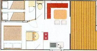 Mobile-home Standard 24m² 2 bedrooms + Covered terrace 7m² - near to Loire + TV