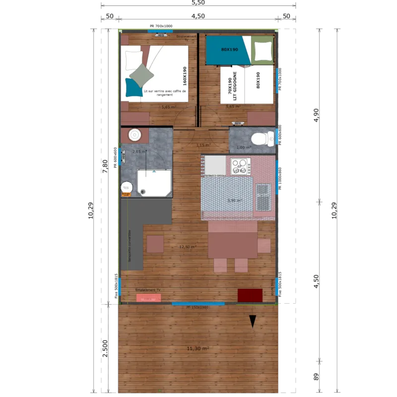 Lodge Premium Vip 45M² 2 Chambres Dont Terrasse De 11M² + Tv + Draps + Serviettes