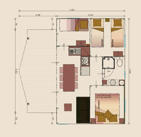 Ecolodge Cotton Toilée Confort 35M² (3 Chambres) Dont Terrasse Couverte De 11M² + Tv