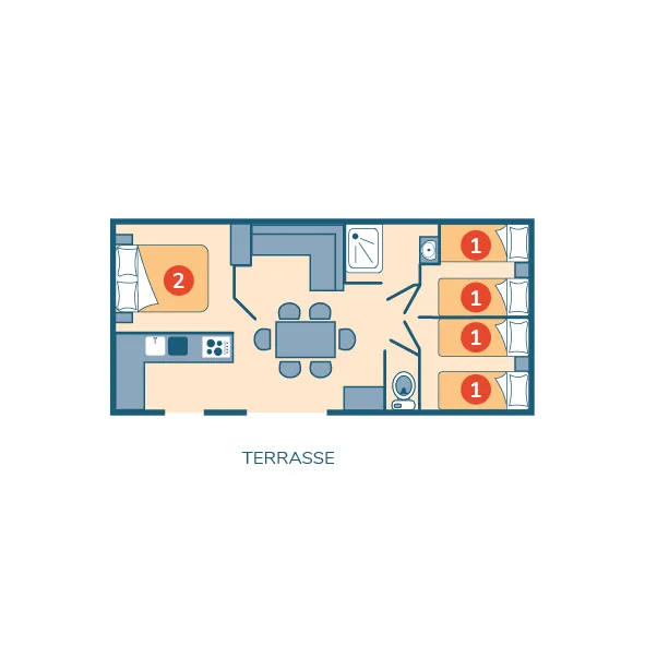 Mobil Home Famille - 31M² - 3 Chambres