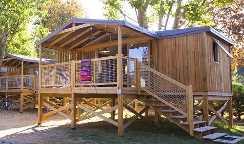 Location - Cabane Lodge Cosy Flower Confort 2 Chambres 27M² - Terrasse Couverte - Camping La Guichardière