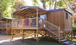 Accommodation - Cabine Lodge Cosy Flower Confort 2 Bedrooms 27M² Sheltered Terrace - Flower Camping La Guichardière