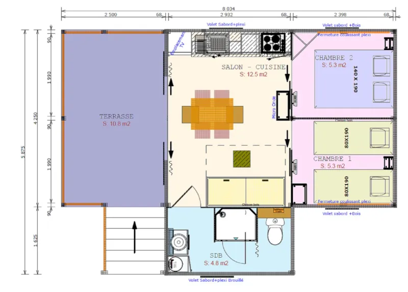 Cabane Lodge Cosy Flower Confort 2 Chambres 27M² - Terrasse Couverte