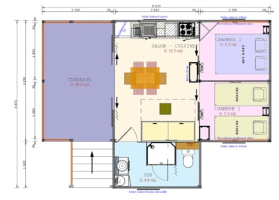 Cabine Lodge Cosy Flower CONFORT 2 bedrooms 27m² sheltered terrace
