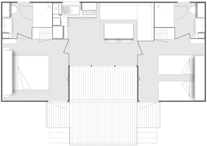 Mobil-Home Confort 2 Chambres + 2 Salles De Bain 28 M² Terrasse Couverte