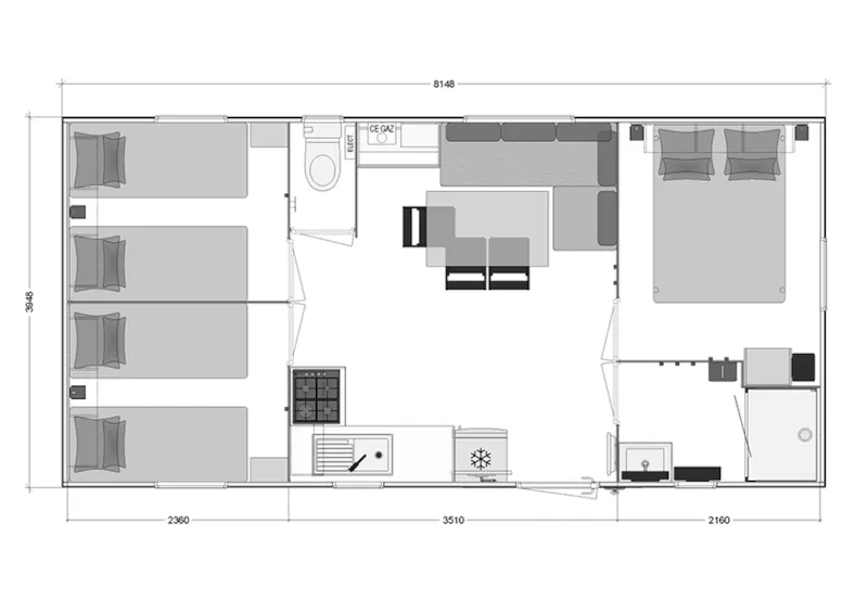 Mobil-Home Grand Confort 3 Chambres 31 M² Terrasse Couverte + Lave-Vaisselle