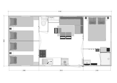 Mobile-home GRAND CONFORT 3 bedrooms 31 m² sheltered terrace + Dishwasher