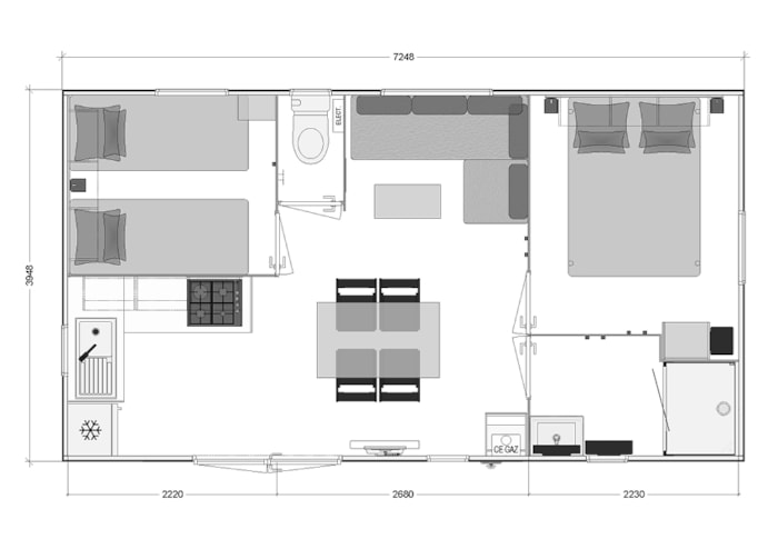 Mobil-Home Grand Confort 2 Chambres 29 M² Terrasse Couverte + Lave-Vaisselle