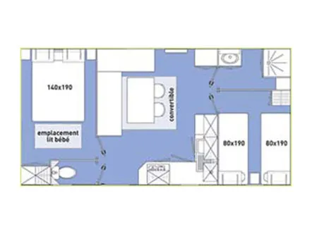 Mobil-Home Standard 2 Chambres 28M² Terrasse Couverte