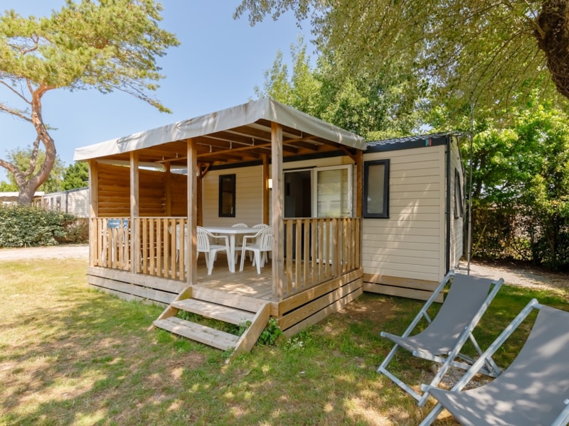 Stacaravan GRAND CONFORT 3 slaapkamers 31 m² overdekt terras + Vaatwasmachine