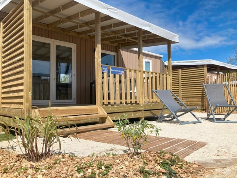 Stacaravan GRAND CONFORT 2 slaapkamers 29 m² overdekt terras + Vaatwasmachine