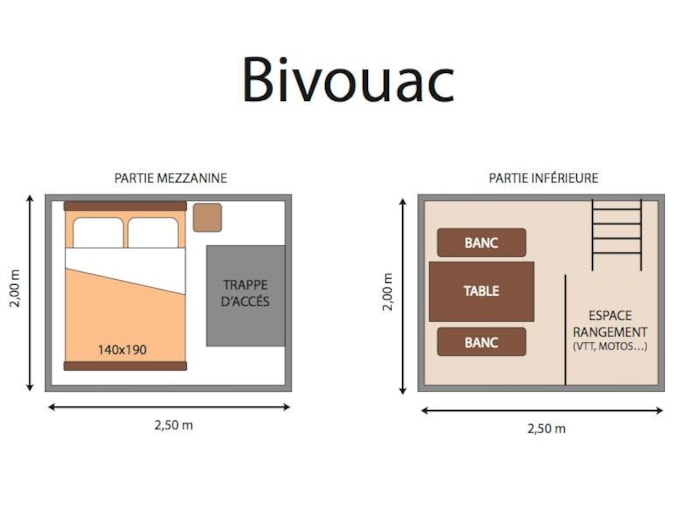 Emplacement Bivouac - Tente Perchée Avec Couchage 2 Pers - Table - Elect.16A -