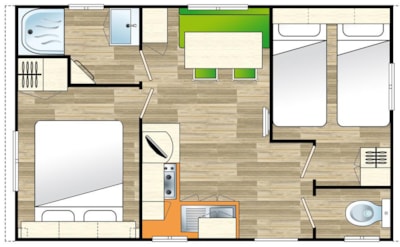MOBILE-HOME - 2 bedrooms - 1 bathroom - COMPACT - 22.9 m² -