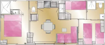 Mietunterkunft - Mobilheim - 3 Schlafzimmer - 2 Badezimmer - Taos Premium - 38 M2 - - Castel Camping La Garangeoire