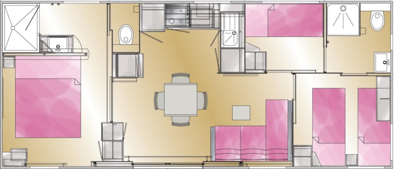 MOBIL-HOME - 3 chambres - 2 salles de bain - TAOS PREMIUM - 38 m2 -