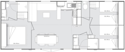 MOBILE-HOME - 3 bedrooms - 2 bathrooms - PERGOLA - 36 m² -