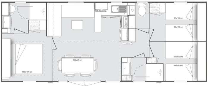 Mobil-Home - 3 Chambres - 2 Salles De Bain - Pergola - 36 M² -