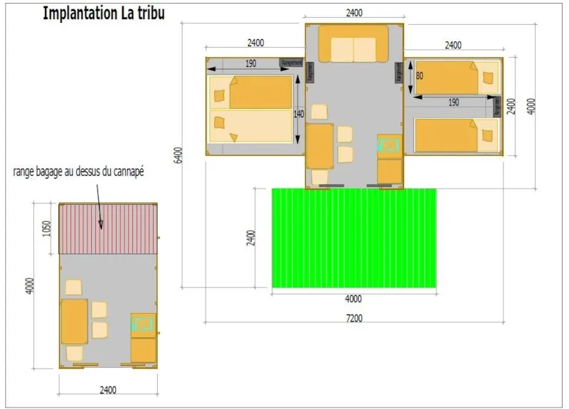 Tente - 2 Chambres - Tribu - 21 M² -
