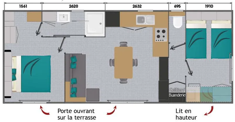 Mobil-Home - 2 Chambres - 1 Salle De Bain -  Louisa - 36 M2 -