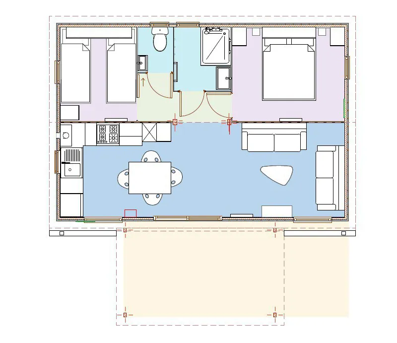 Chalet - 2 Chambres - 1 Salle De Bain - Country Lodge Avec Tv - 35 M²-