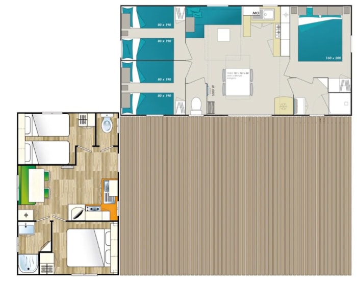 Mobil-Home - 5 Chambres - 2 Salles De Bain - Cordelia Family - 32.60 M²+ 22,90M² -