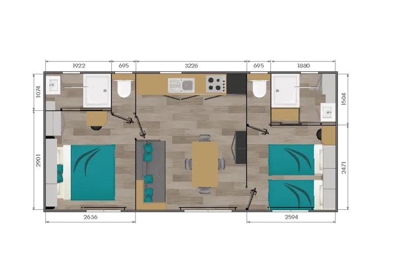 Mobil-Home - 2 Chambres - 2 Salles De Bain - Cosy - 34 M2 -