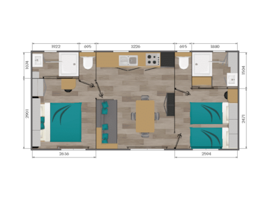 MOBILE-HOME - 2 bedrooms - 2 bathrooms - COSY - 34 m2 -