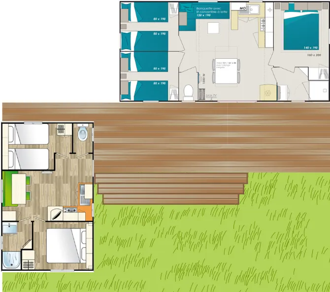 Mobil-Home - 5 Chambres - 2 Salles De Bain - Cordelia Family - 32.60 M²+ 22,90M² -