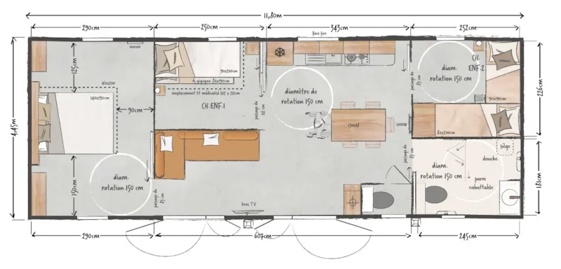 Mobil-Home - 3 Chambres - 1 Salle De Bain - Life Pmr Xxl - 50M² -