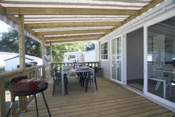 Mietunterkunft - Mobilheim 'Univers Prestige' 36M² + 3 Zimmer + Überdachte Terrasse 18M² - Camping L'Eden
