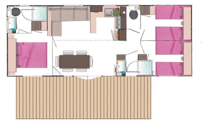 Mobil-Home 'Univers Prestige' 36M² + 3 Chambres + Terrasse Couverte 18M²
