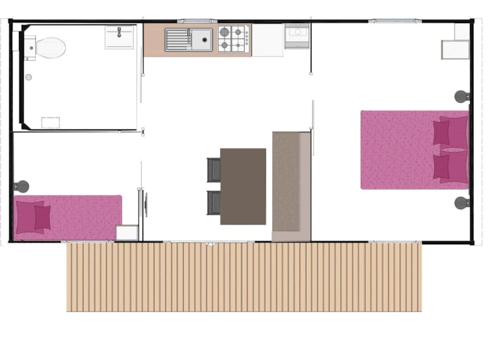 Mobil-Home 'Evasion Access' 31 M² + 2 Chambres + Terrasse Semi-Couverte