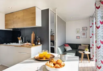 Mietunterkunft - Mobilheim 'Galaxie Confort' 33M² + 3 Zimmer + Überdachte Terrasse 18M² - Camping L'Eden