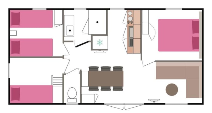 Mobil-Home 'Galaxie Confort' 33M² + 3 Chambres + Terrasse Couverte De 18M²