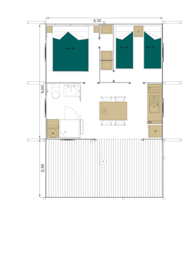 Safari Lodge - 2 bedrooms : 26m² - semi-covered terrace 12 m² 4 pers. — 8