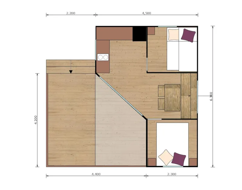 C- Tente Lodge Mana 2 Chambres 22M²