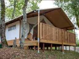 Location - Tente Lodge Sans Sanitaires Woody 25 - 2 Chambres - Camping Les Vallons de l'Océan