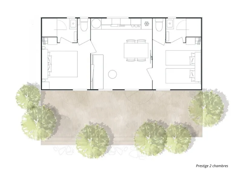 Mobil-Home Prestige 33M² 2 Chambres 2 Salles De Bains (Clim)