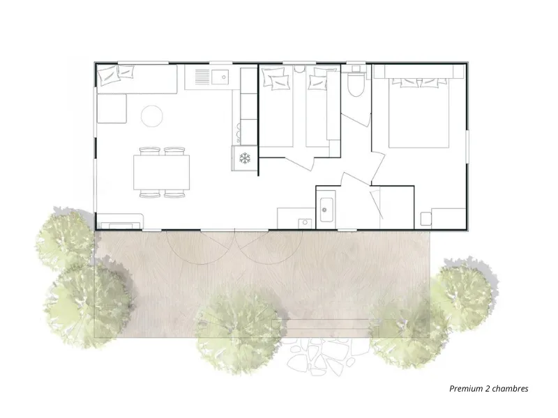 Mobile-Home Premium Vue Mer 33M² 2 Chambres (Clim)